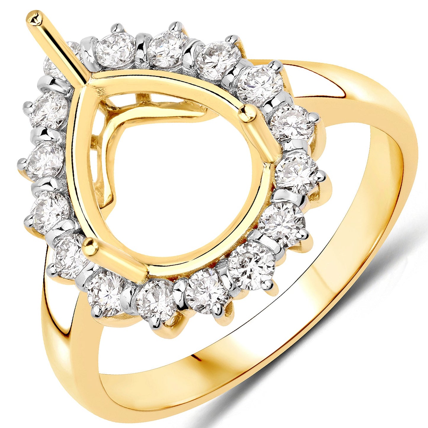 0.48 Carat White Diamond 14K Yellow Gold Semi Mount Engagement Ring