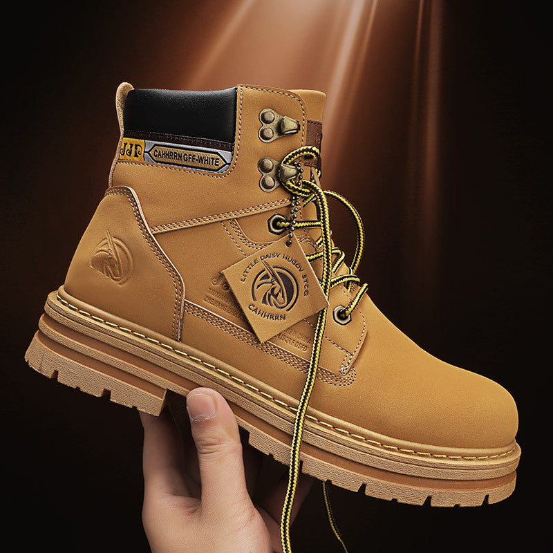Men's Lace-up Outdoor Work Boots - Trendy Casual Style
