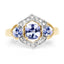 14K Yellow Gold Plated Tanzanite & White Topaz Engagement Ring
