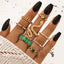 Exquisite Vintage Ring Set with Green Rhinestones