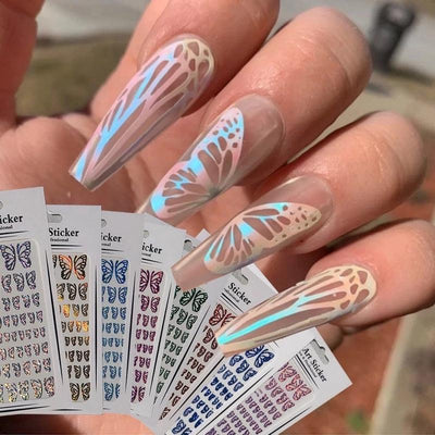 3D Laser Holographic Nail Stickers - Premium Nail Art Decals