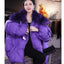 Elegante Chaqueta Puffer con Cuello de Piel a Juego para Mujeres