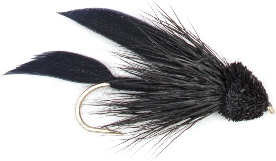 Premium Black Muddler Minnow Fly Fishing Set - 4 Classic Streamers, Size 8 - Korvel