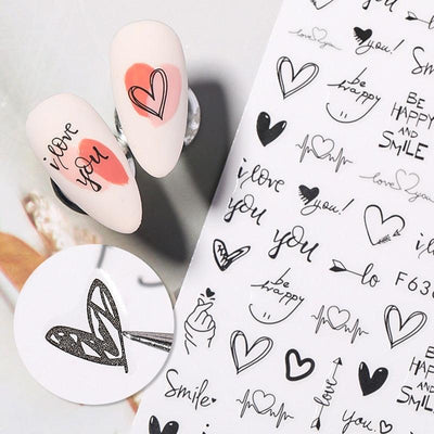 Calcomanías de Uñas 3D en Forma de Amor del Alfabeto para Arte de Uñas Creativo