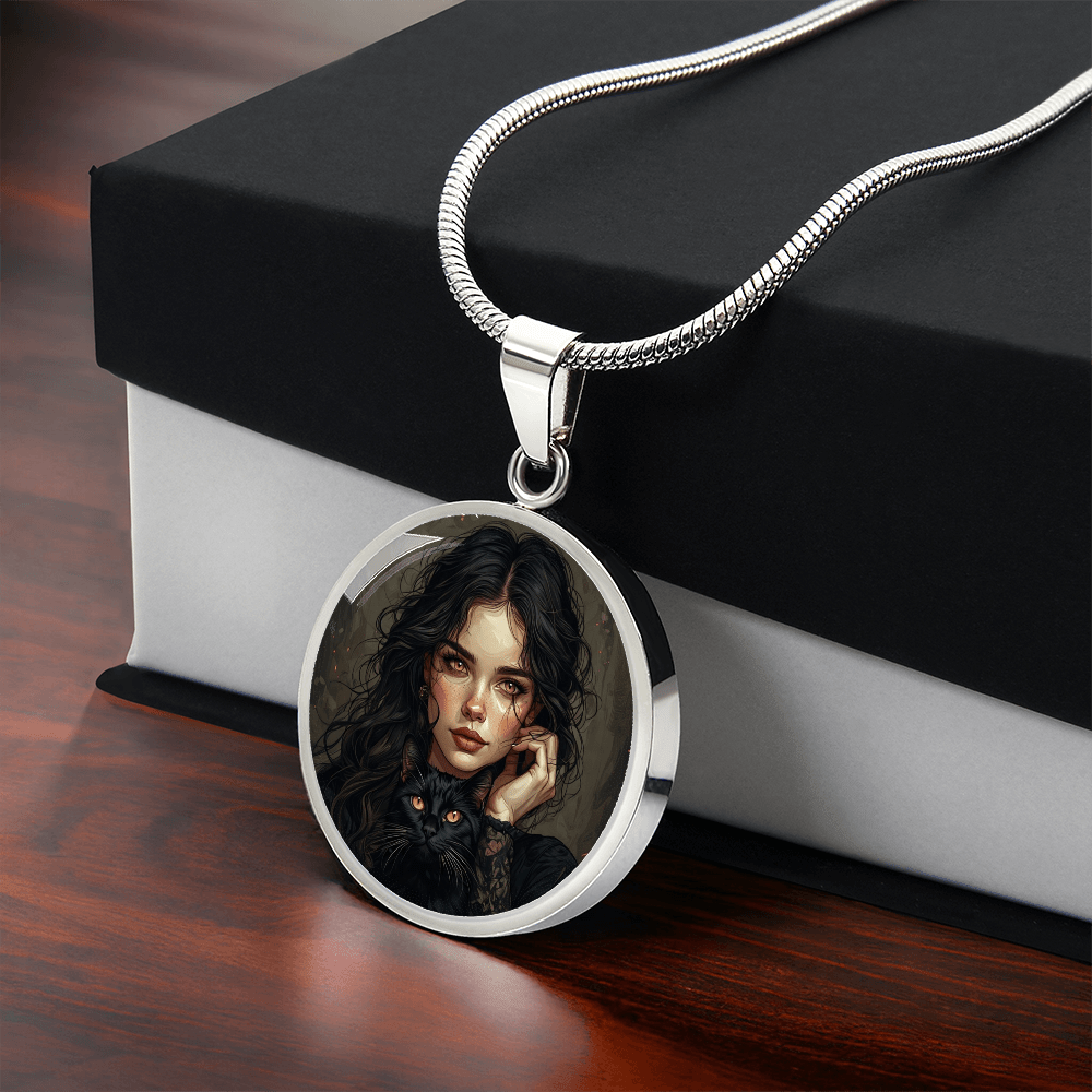 Amber Eyed Cat Lady Necklace for Cat Lovers