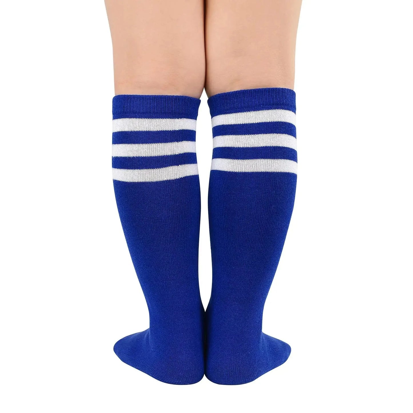 Calcetas de fútbol para niños American Trends hasta la rodilla - Azul marino y blanco