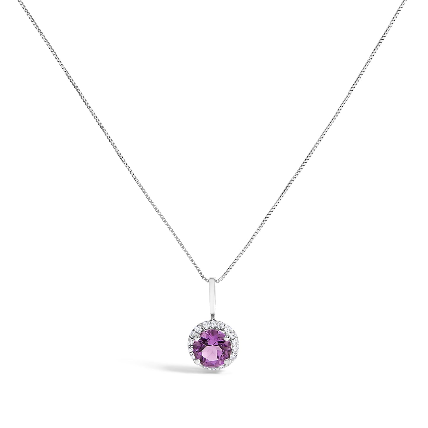 10K White Gold Purple Amethyst & Diamond Halo Jewelry Set