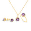 10K White Gold Purple Amethyst & Diamond Halo Jewelry Set