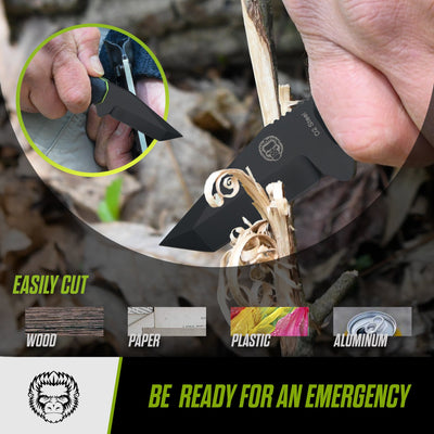 Wakizashi Tactical Neck Knife Gift Set for Outdoor Enthusiasts (Black Blade with Green Accents) - Korvel