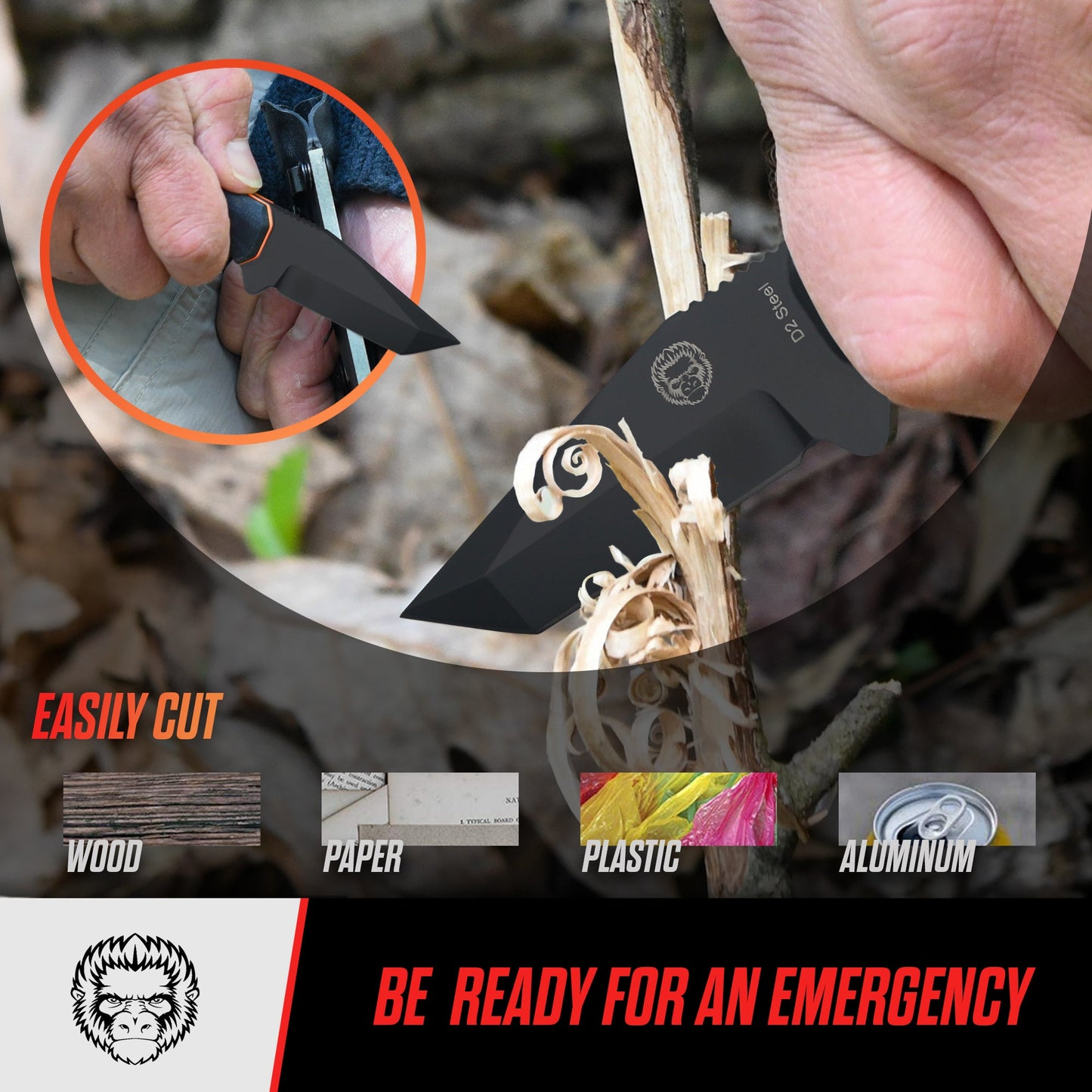 Wakizashi Tactical Neck Knife Gift Set for Outdoor Enthusiasts (Black Blade with Green Accents) - Korvel
