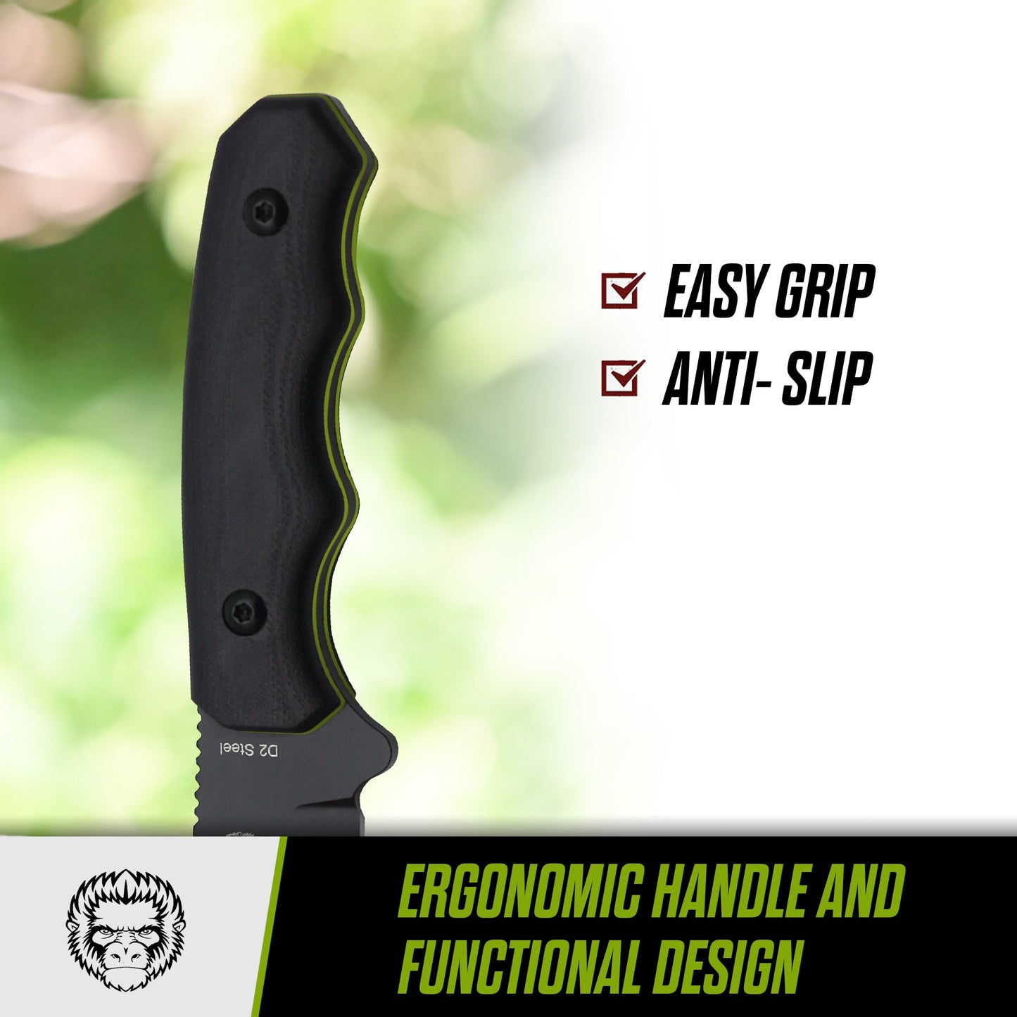 Wakizashi Tactical Neck Knife Gift Set for Outdoor Enthusiasts (Black Blade with Green Accents) - Korvel