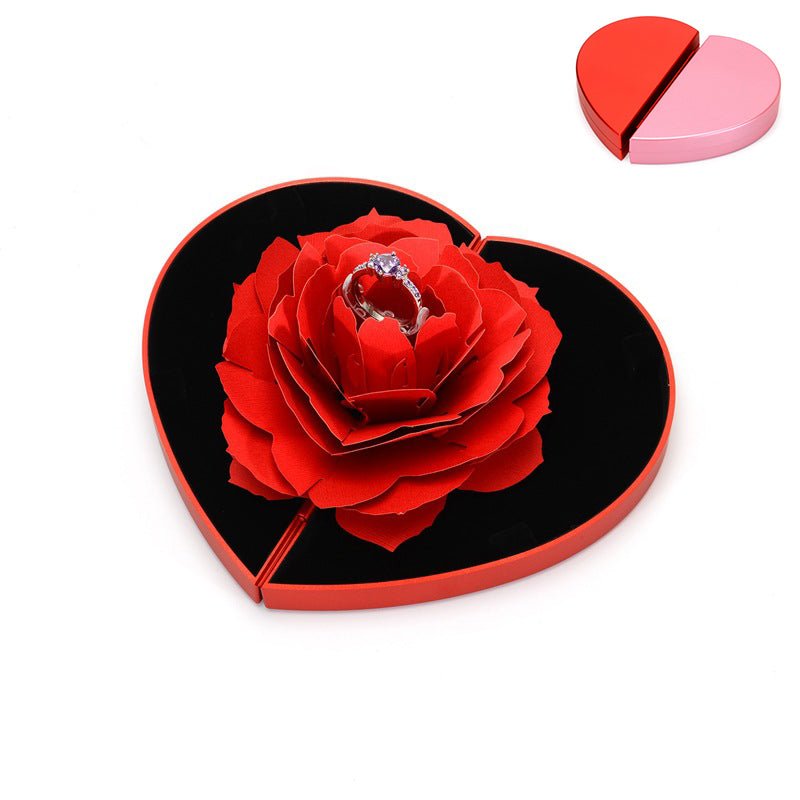 Boîte à Anneau Rotative en Forme de Cœur 3D pour Occasions Spéciales