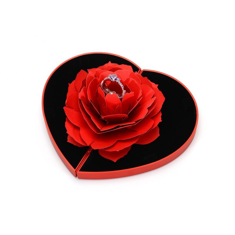 Boîte à Anneau Rotative en Forme de Cœur 3D pour Occasions Spéciales