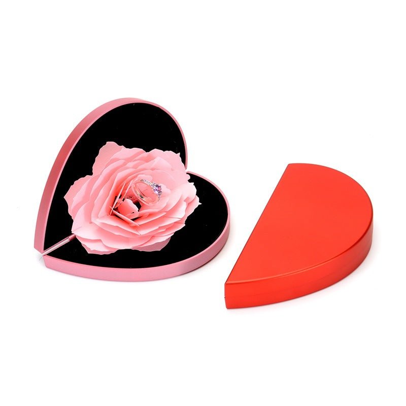 Boîte à Anneau Rotative en Forme de Cœur 3D pour Occasions Spéciales