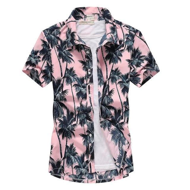 Blusa de Moda de Manga Corta Aloha para Hombres