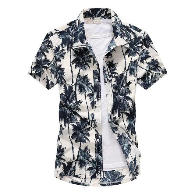 Blusa de Moda de Manga Corta Aloha para Hombres
