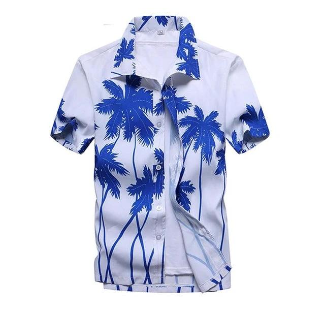 Blusa de Moda de Manga Corta Aloha para Hombres