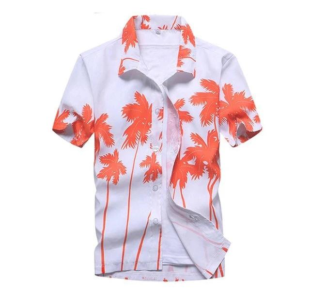 Blusa de Moda de Manga Corta Aloha para Hombres