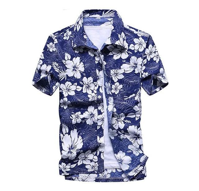 Blusa de Moda de Manga Corta Aloha para Hombres
