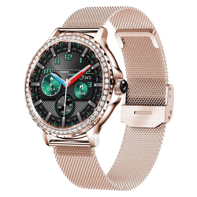 Bracelet de fitness intelligent avec appel Bluetooth et accents en diamant