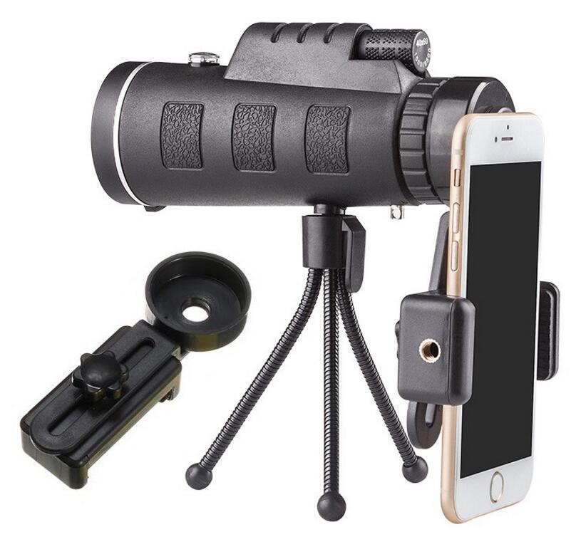 Télescope monoculaire 40x60 avec boussole et trépied pour téléphone