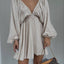 Vestido de Manga Lámpara con Escote en V para Mujeres