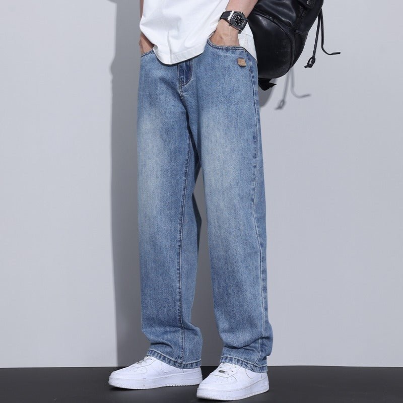 Fleece Lined Retro Straight Leg Jeans for Men