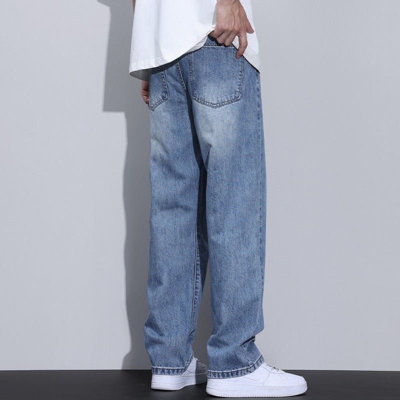 Fleece Lined Retro Straight Leg Jeans for Men