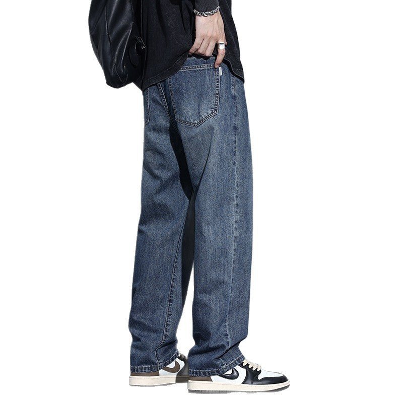 Fleece Lined Retro Straight Leg Jeans for Men