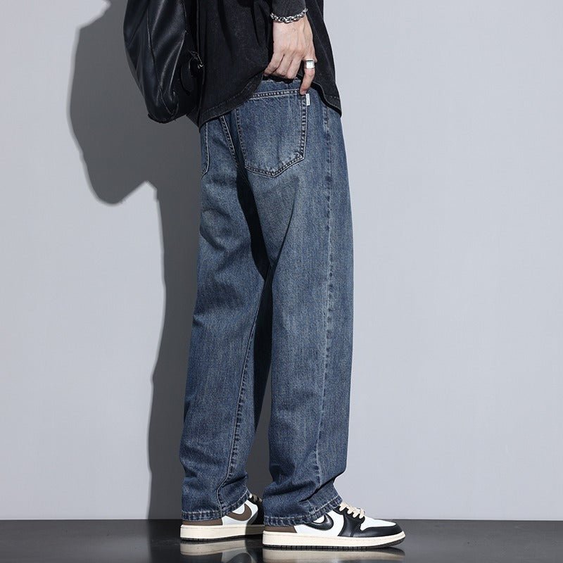 Fleece Lined Retro Straight Leg Jeans for Men