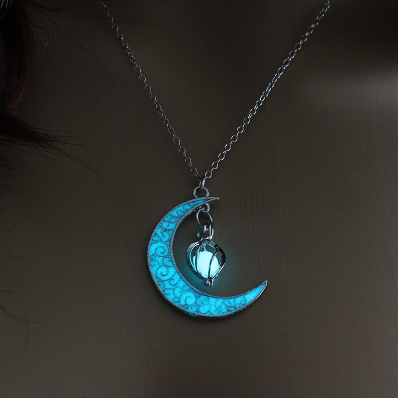 Glowing Pendant Necklace with Silver Plated Chain