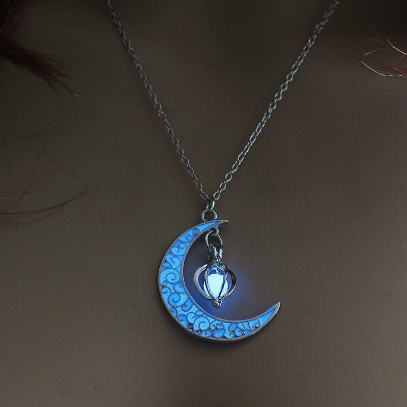 Glowing Pendant Necklace with Silver Plated Chain