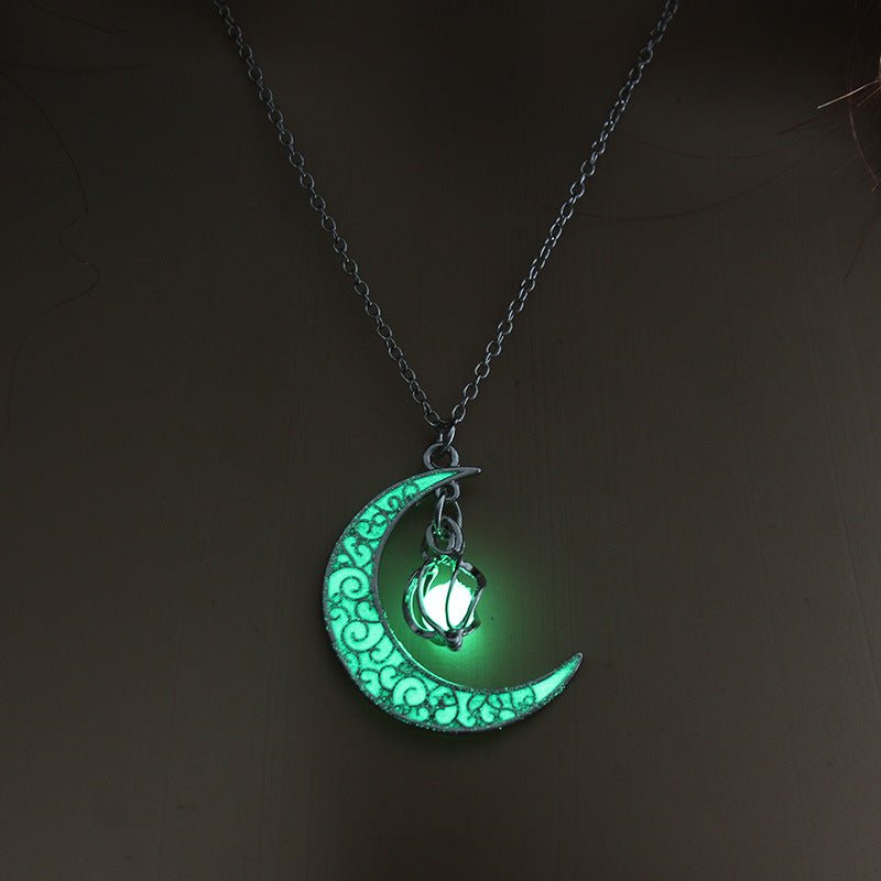 Glowing Pendant Necklace with Silver Plated Chain