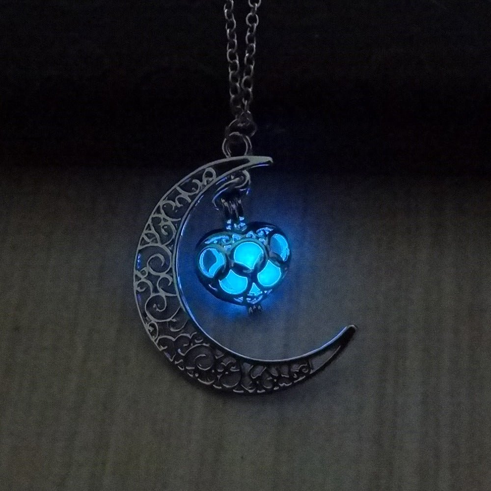 Glowing Pendant Necklace with Silver Plated Chain