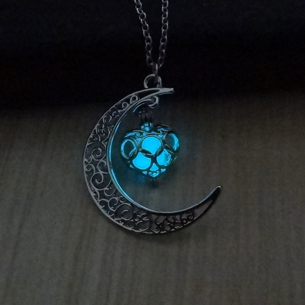 Glowing Pendant Necklace with Silver Plated Chain
