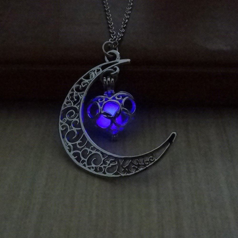 Glowing Pendant Necklace with Silver Plated Chain