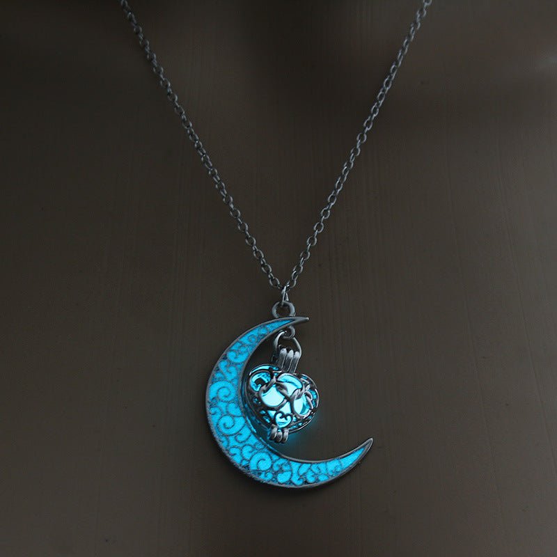 Glowing Pendant Necklace with Silver Plated Chain