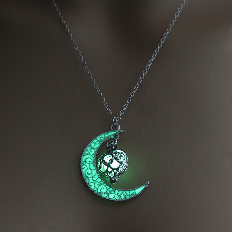Glowing Pendant Necklace with Silver Plated Chain