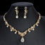 Conjunto de Joyería de Zirconio Dorado Elegante - Collar y Pendientes de Novia