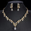 Conjunto de Joyería de Zirconio Dorado Elegante - Collar y Pendientes de Novia