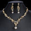 Conjunto de Joyería de Zirconio Dorado Elegante - Collar y Pendientes de Novia