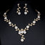 Conjunto de Joyería de Zirconio Dorado Elegante - Collar y Pendientes de Novia