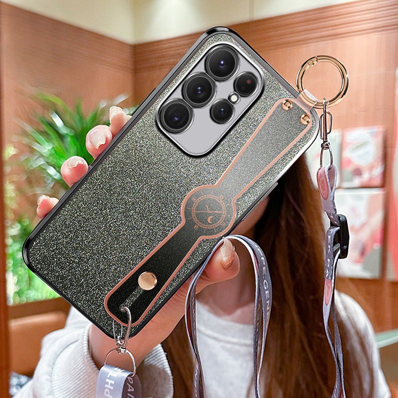 Coque de téléphone avec lanière croisée en paillettes dégradées
