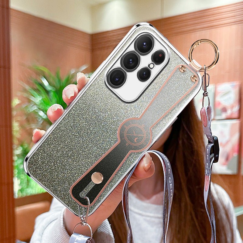 Coque de téléphone avec lanière croisée en paillettes dégradées