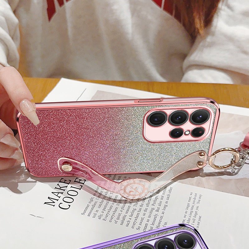 Coque de téléphone avec lanière croisée en paillettes dégradées