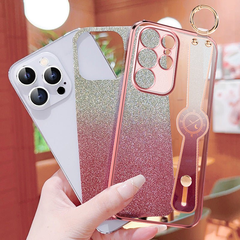Coque de téléphone avec lanière croisée en paillettes dégradées