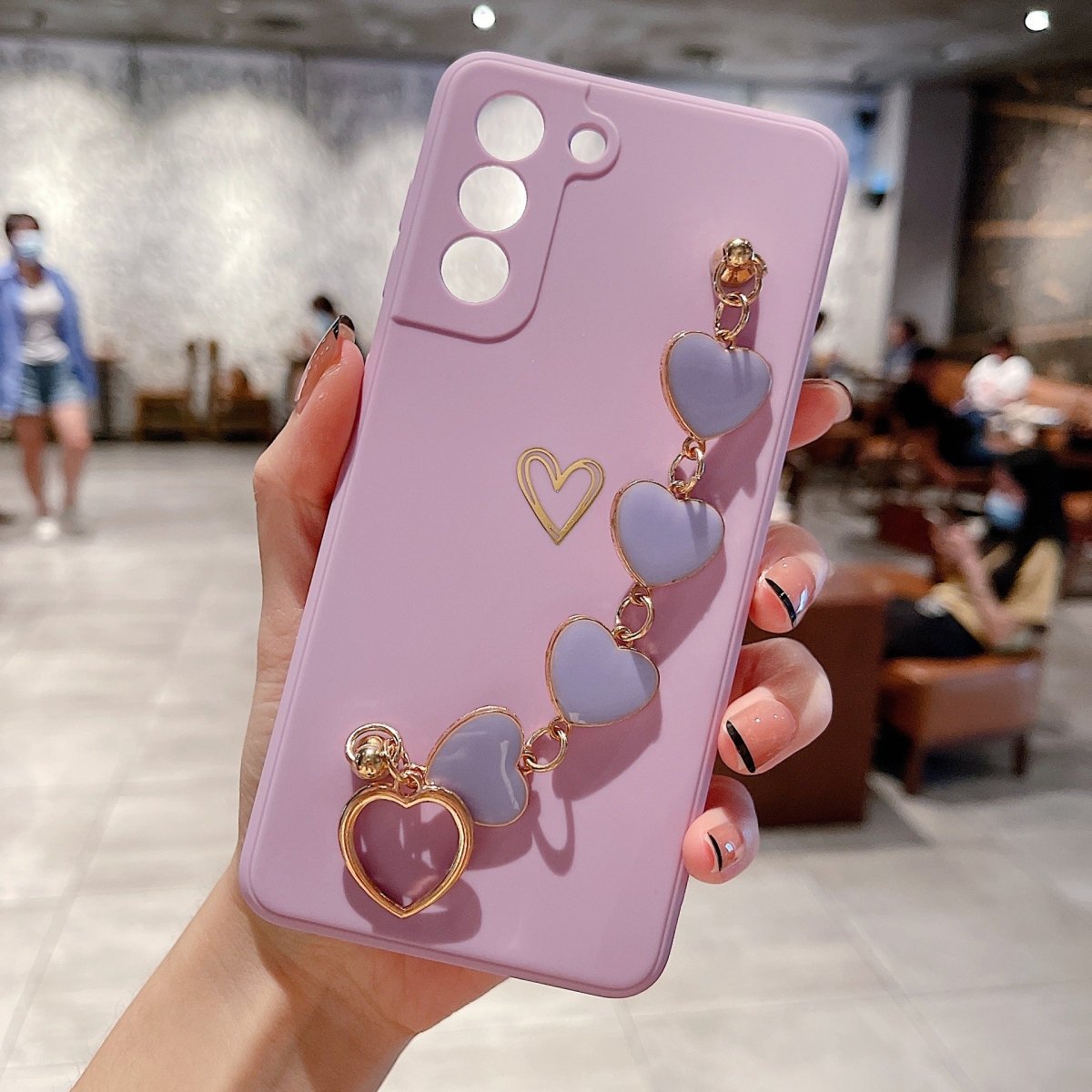 Love Chain Phone Case - Bronzing Hollow, Drop Resistant