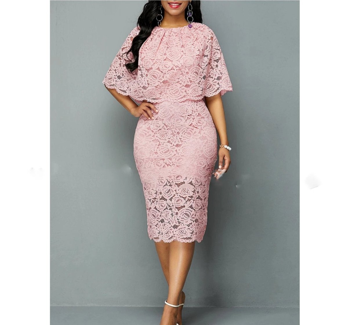Elegante vestido maxi de encaje africano para mujeres - Opciones de tallas grandes disponibles