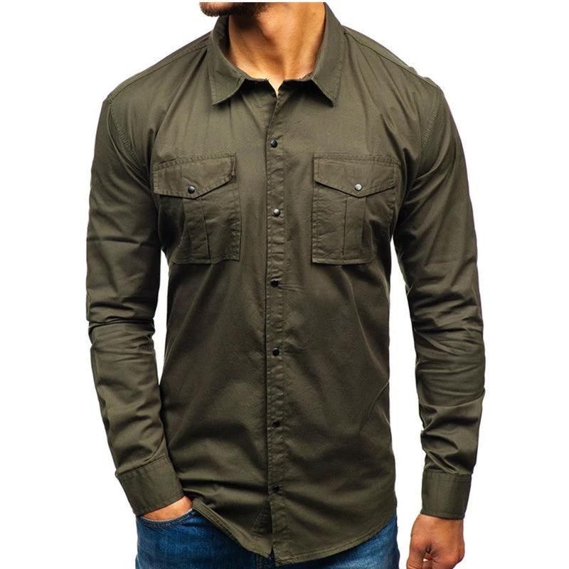 Chemise en coton à manches longues pour hommes pour l'automne et l'hiver