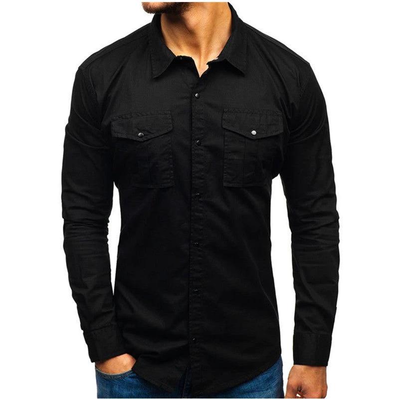 Chemise en coton à manches longues pour hommes pour l'automne et l'hiver